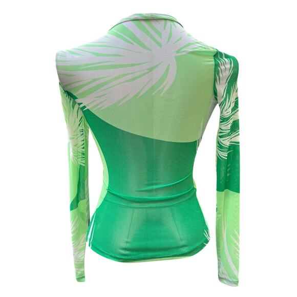 AFRM Sheer Tropical Print High Neck Long Women's Size XS Green - Picture 2 of 4